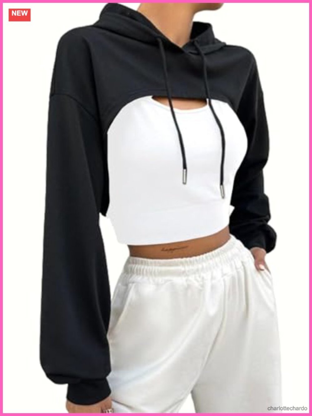 Super Cropped Hoodie Long Sleeve Workout Top 95% Polyester 5% Spandex